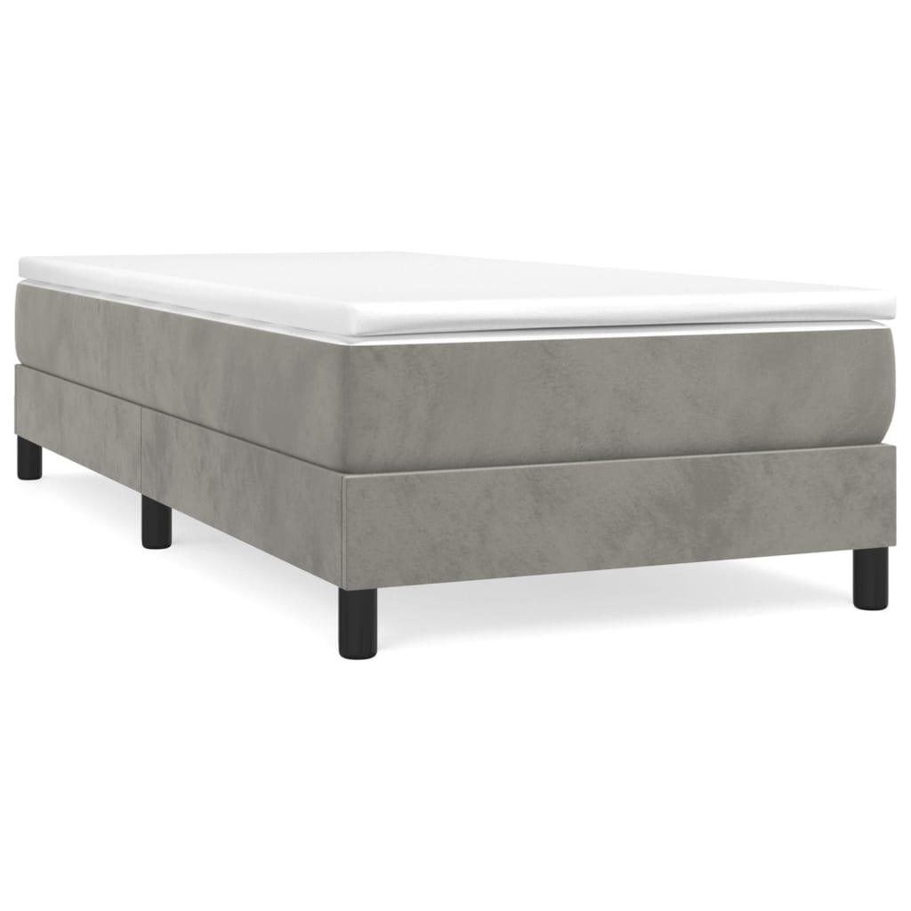 Box Spring Bed Frame Light Gray 39.4"x74.8" Twin Velvet at Set Shop and Smile