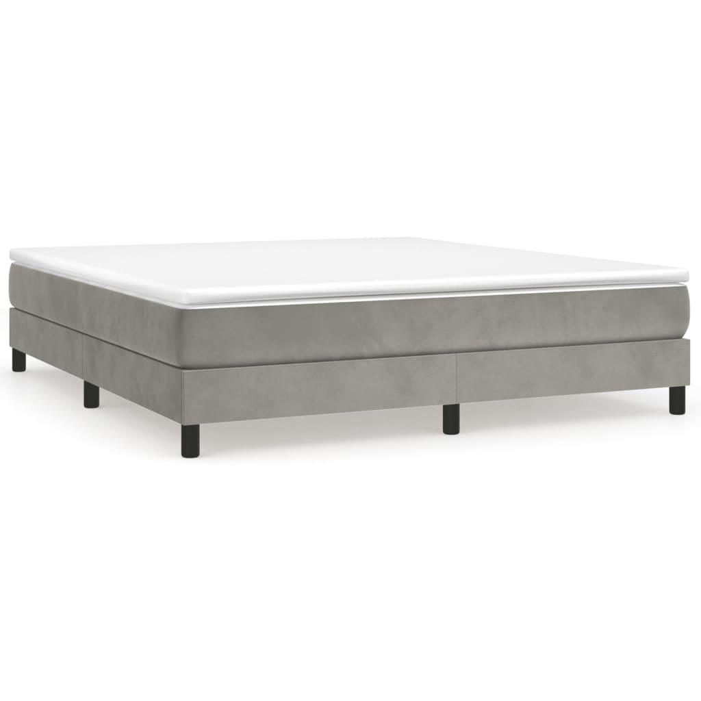 Box Spring Bed Frame Light Gray 76"x79.9" King Velvet at Set Shop and Smile
