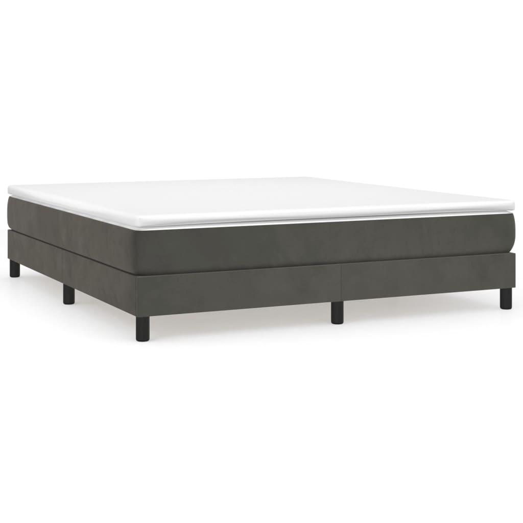 Box Spring Bed Frame Dark Gray 76"x79.9" King Velvet at Set Shop and Smile