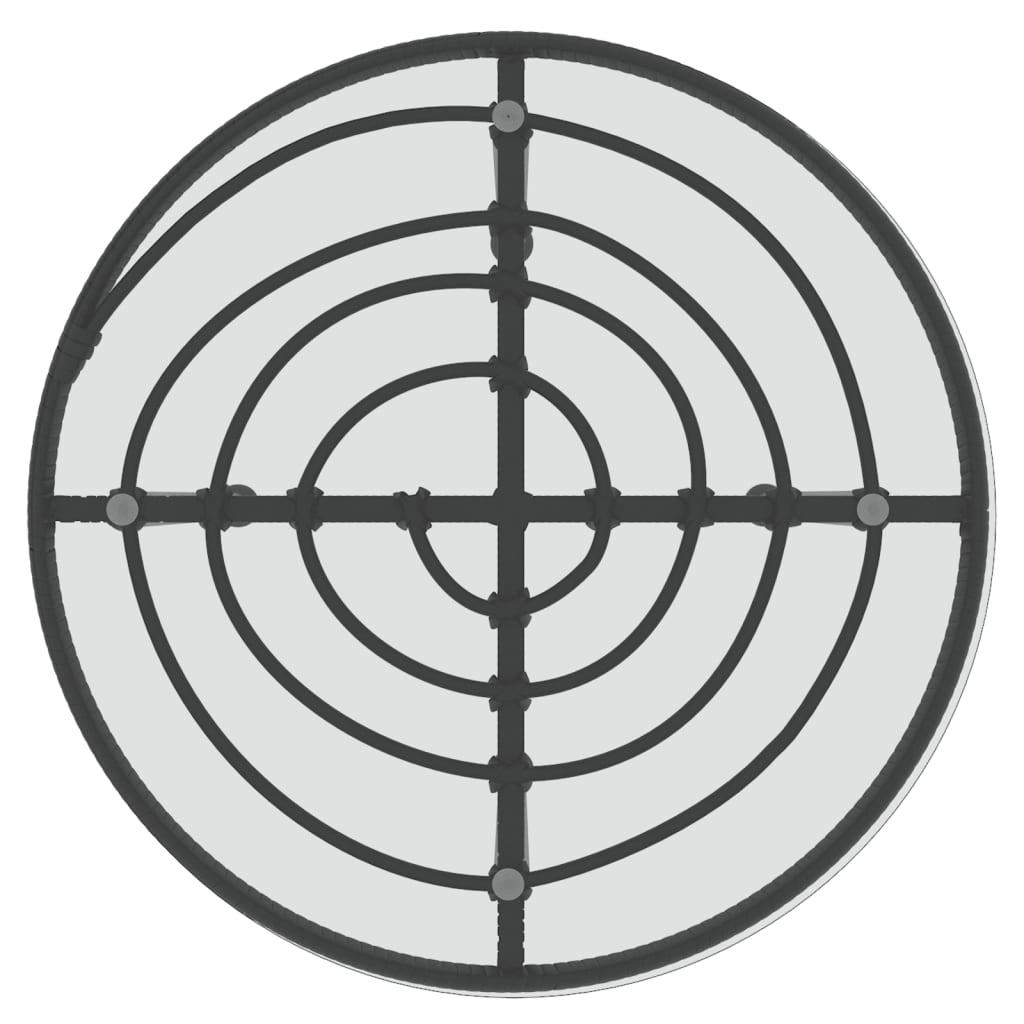 Dining Table Black Ø21.7" Tempered Glass and Steel at Set Shop and Smile