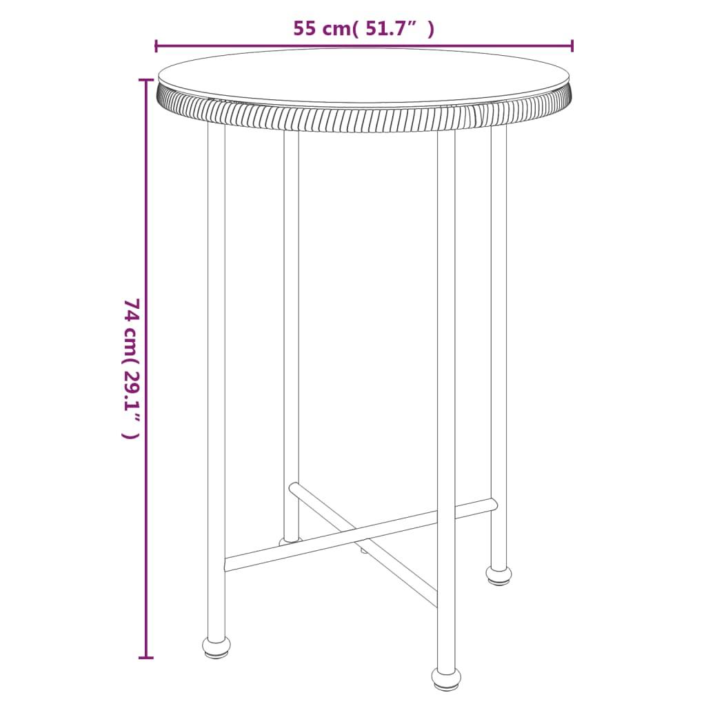 Dining Table Black Ø21.7" Tempered Glass and Steel at Set Shop and Smile