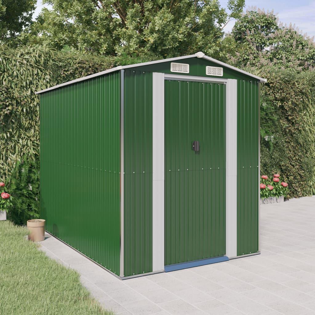 Garden Shed Green 75.6"x107.9"x87.8" Galvanized Steel at Set Shop and Smile