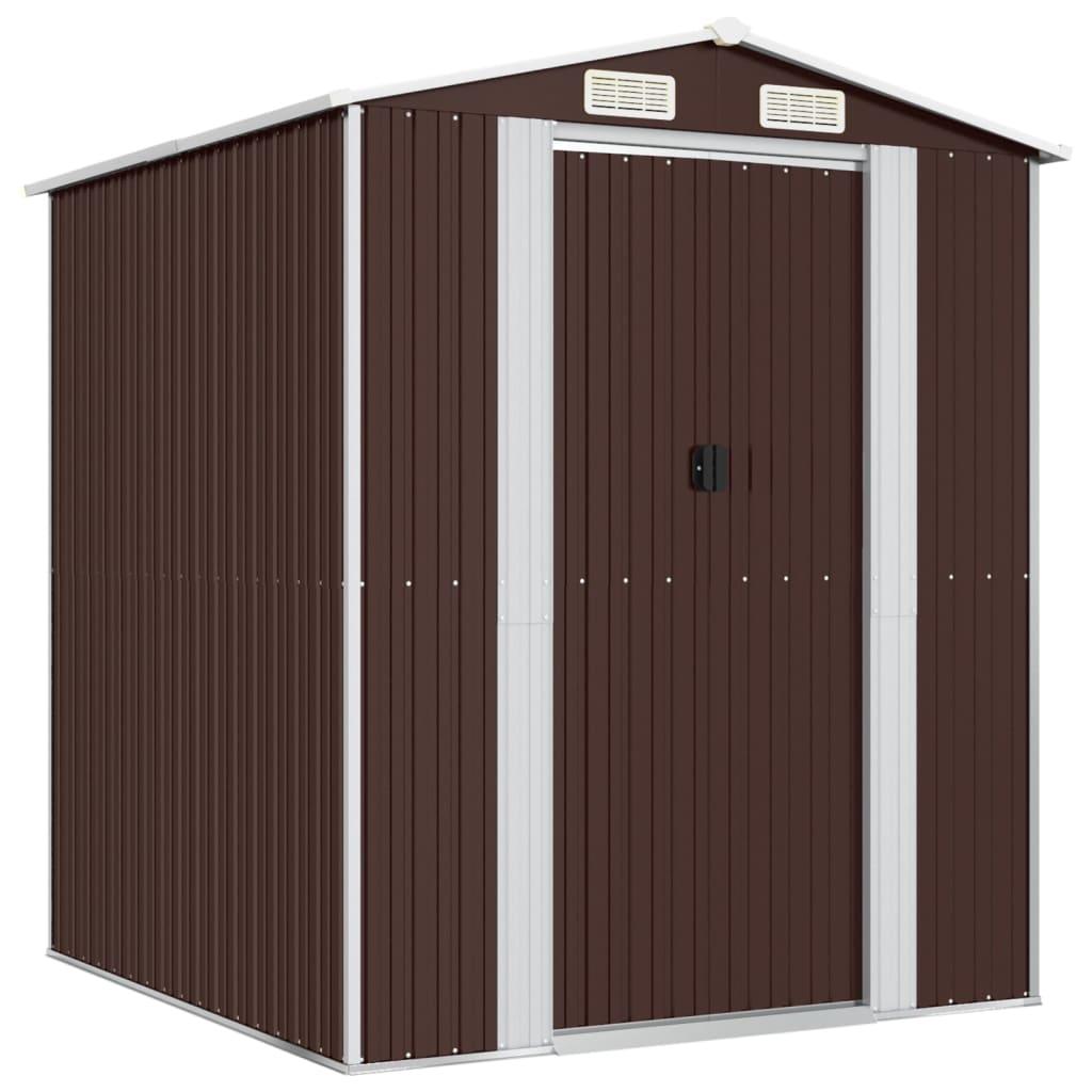 Garden Shed Dark Brown 75.6"x75.2"x87.8" Galvanized Steel at Set Shop and Smile