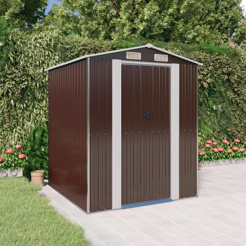 Garden Shed Dark Brown 75.6"x75.2"x87.8" Galvanized Steel at Set Shop and Smile