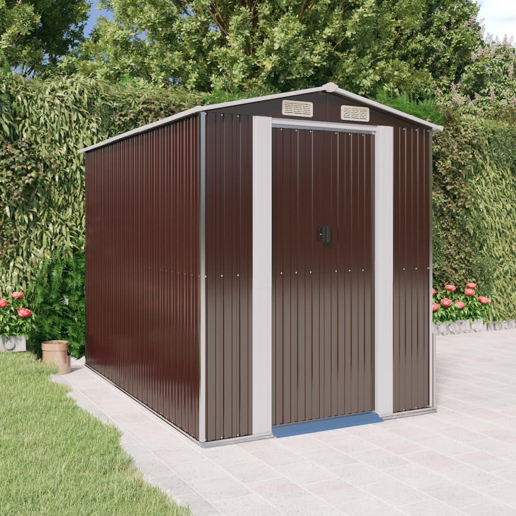 Garden Shed Dark Brown 75.6"x107.9"x87.8" Galvanized Steel at Set Shop and Smile