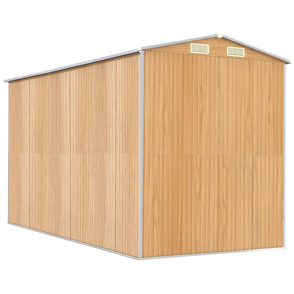 Garden Shed Light Brown 75.6"x140.6"x87.8" Galvanized Steel at Set Shop and Smile