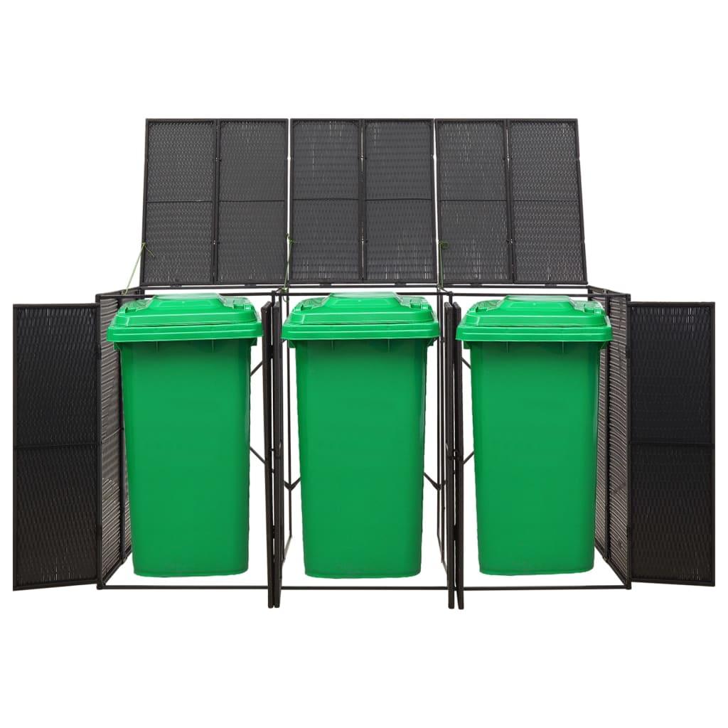 Triple Wheelie Bin Shed Black 81.5"x31.5"x46.1" Poly Rattan at Set Shop and Smile