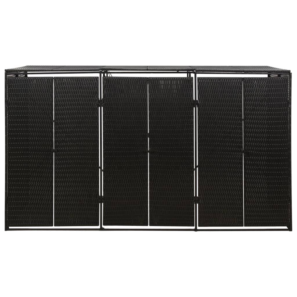 Triple Wheelie Bin Shed Black 81.5"x31.5"x46.1" Poly Rattan at Set Shop and Smile