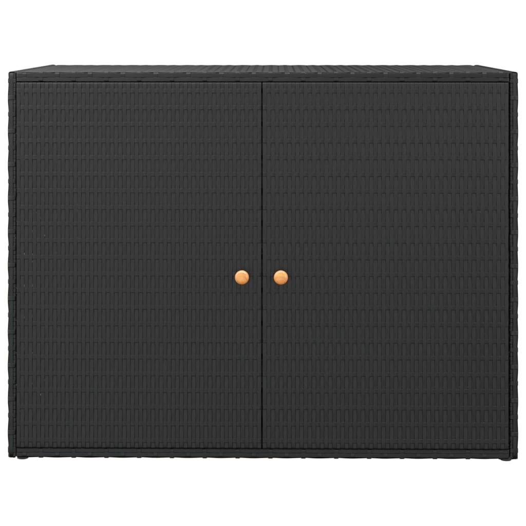 Garden Storage Cabinet Black 39.4"x21.9"x31.5" Poly Rattan at Set Shop and Smile