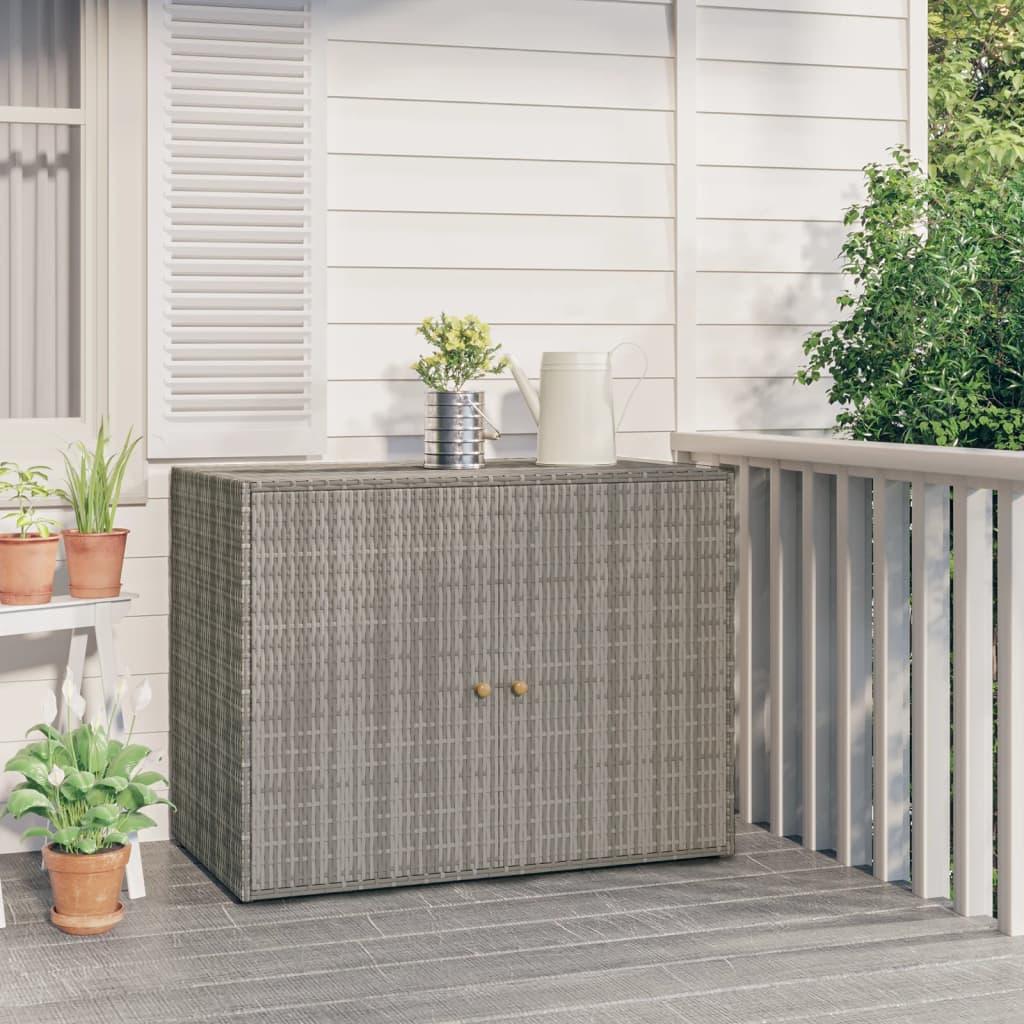 Garden Storage Cabinet Gray 39.4"x21.9"x31.5" Poly Rattan at Set Shop and Smile