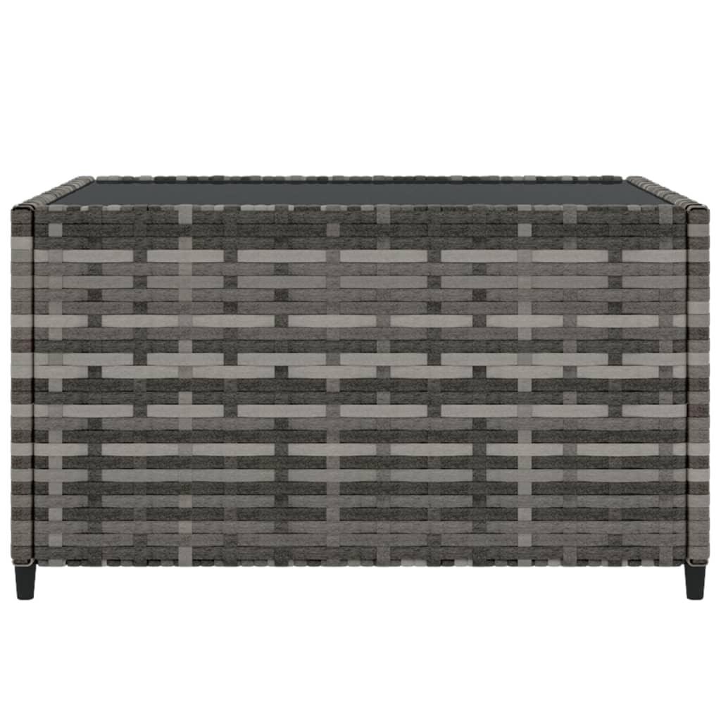 Square Patio Coffee Table Gray 19.7"x19.7"x11.8" Poly Rattan at Set Shop and Smile