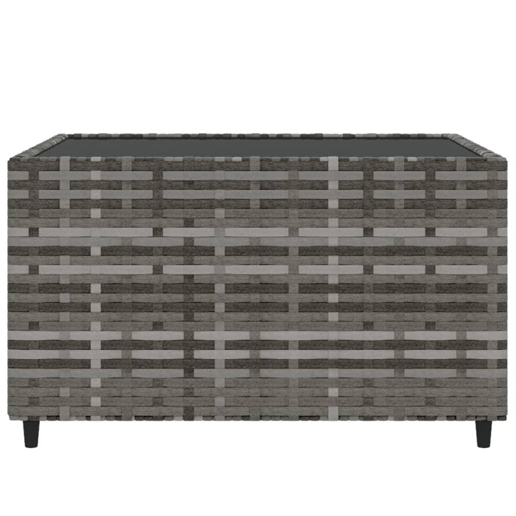 Square Patio Coffee Table Gray 19.7"x19.7"x11.8" Poly Rattan at Set Shop and Smile