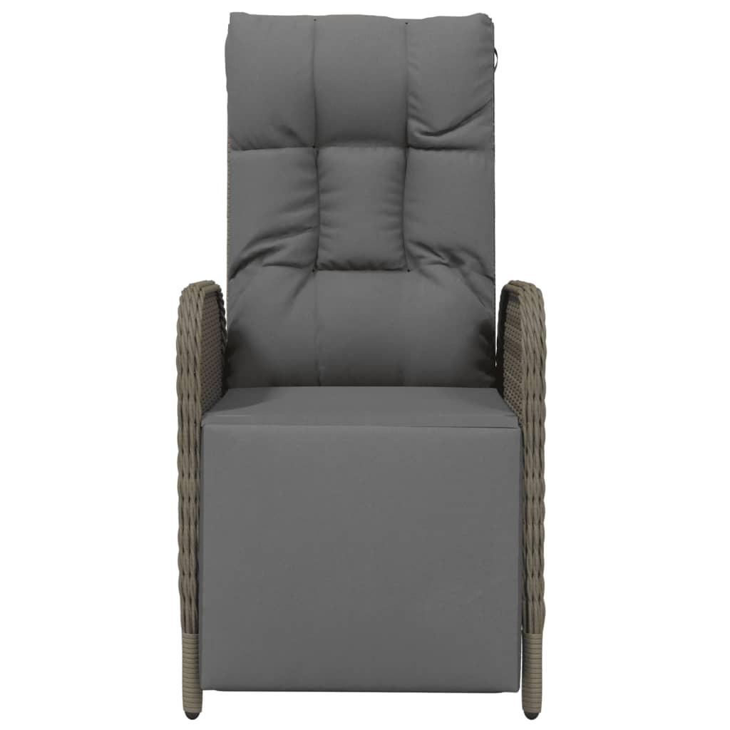 Patio Reclining Chairs with Cushions 2 pcs Poly Rattan Gray at Set Shop and Smile