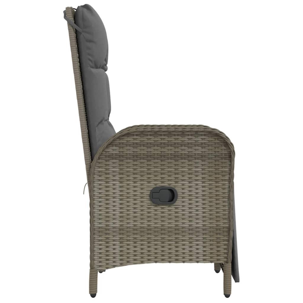 Patio Reclining Chairs with Cushions 2 pcs Poly Rattan Gray at Set Shop and Smile