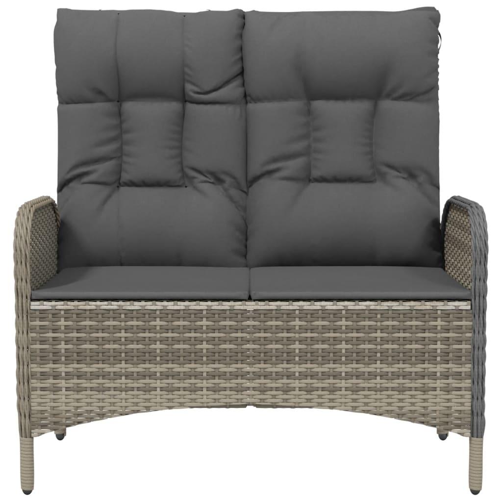 Reclining Patio Bench with Cushions 42.1" Poly Rattan Gray at Set Shop and Smile