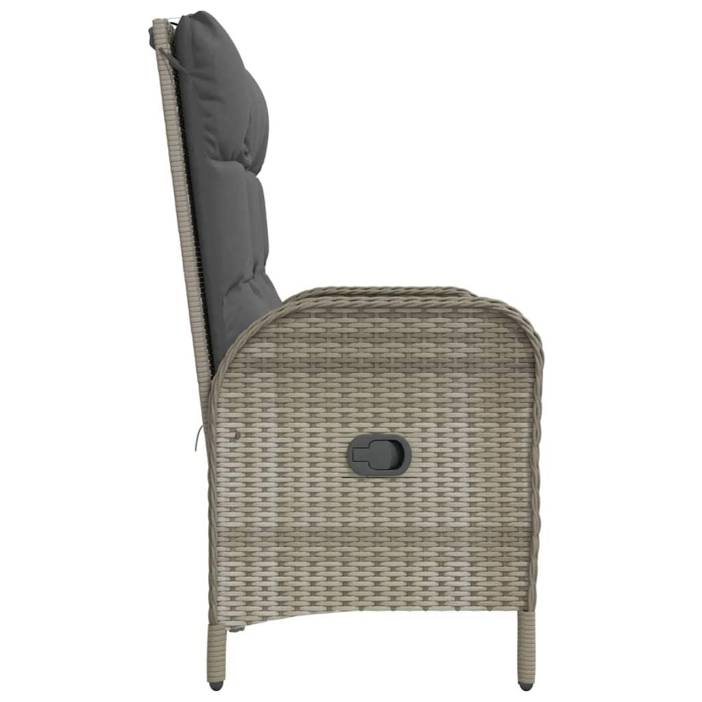 Reclining Patio Bench with Cushions 42.1" Poly Rattan Gray at Set Shop and Smile