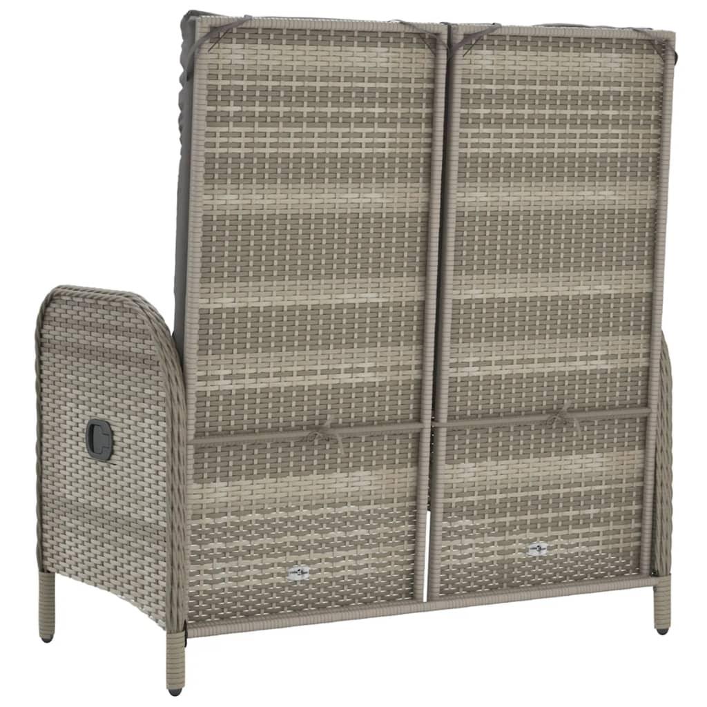 Reclining Patio Bench with Cushions 42.1" Poly Rattan Gray at Set Shop and Smile