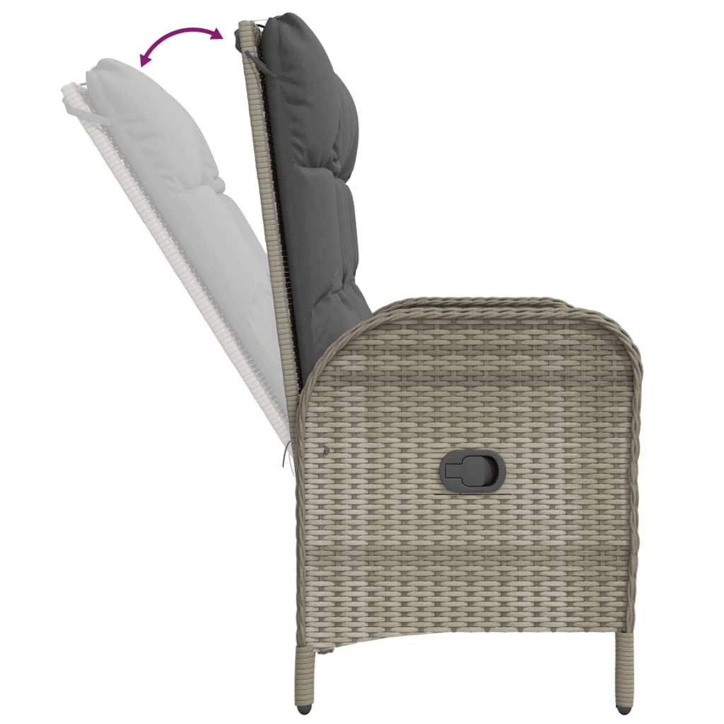 Reclining Patio Bench with Cushions 42.1" Poly Rattan Gray at Set Shop and Smile