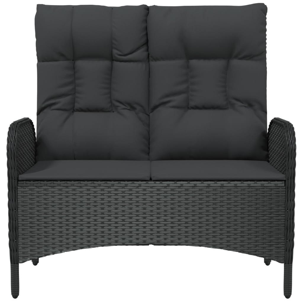 Reclining Patio Bench with Cushions 42.1" Poly Rattan Black at Set Shop and Smile