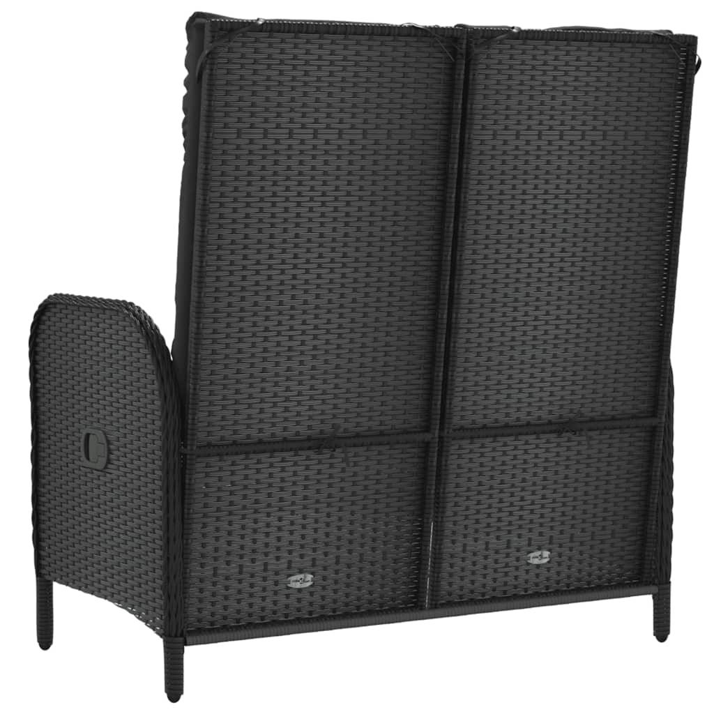Reclining Patio Bench with Cushions 42.1" Poly Rattan Black at Set Shop and Smile