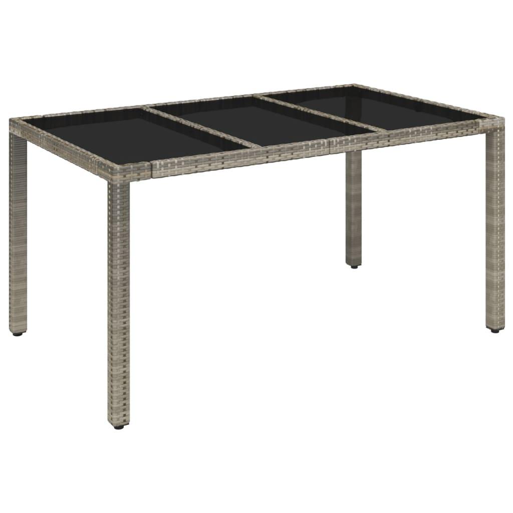 Patio Table with Glass Top Gray 59.1"x35.4"x29.5" Poly Rattan at Set Shop and Smile