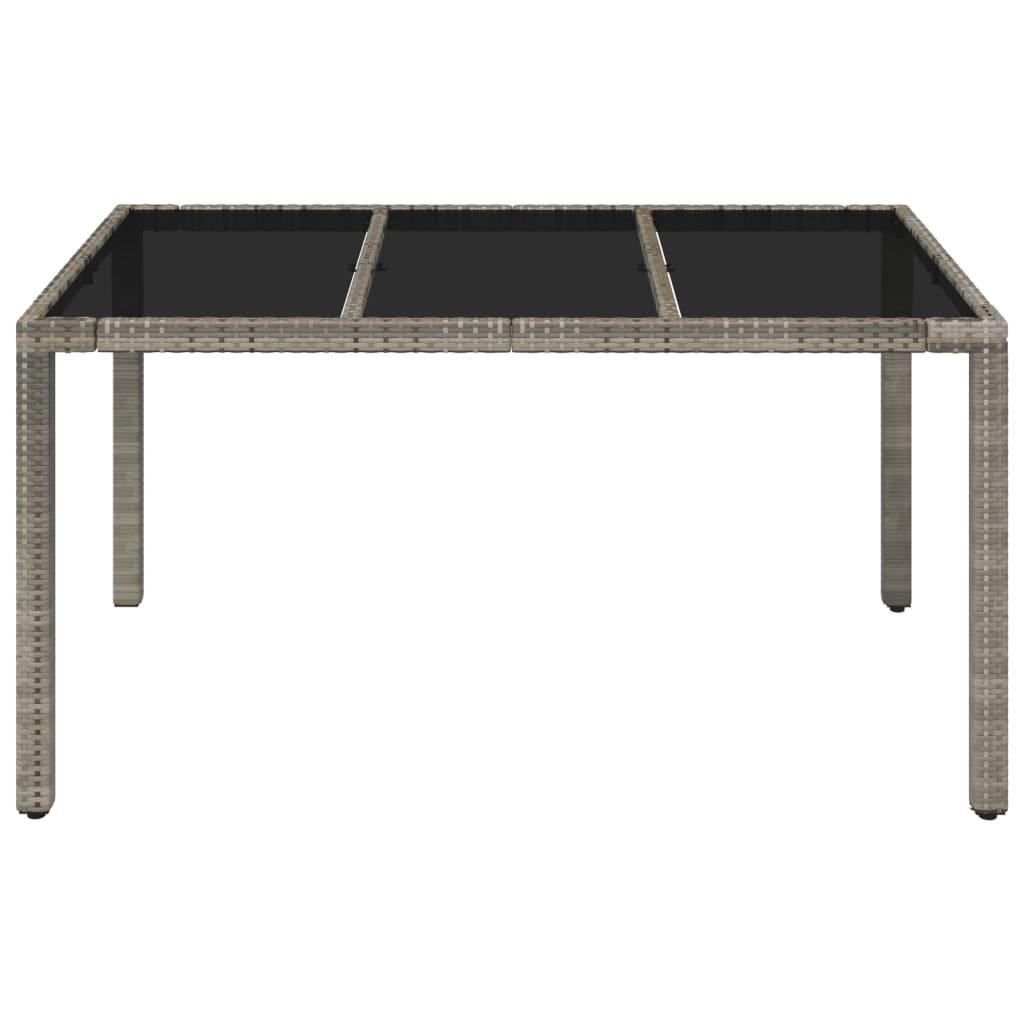 Patio Table with Glass Top Gray 59.1"x35.4"x29.5" Poly Rattan at Set Shop and Smile