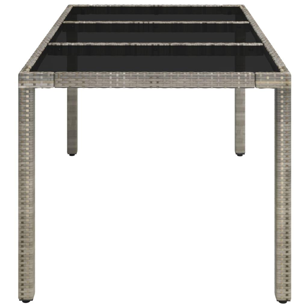 Patio Table with Glass Top Gray 59.1"x35.4"x29.5" Poly Rattan at Set Shop and Smile