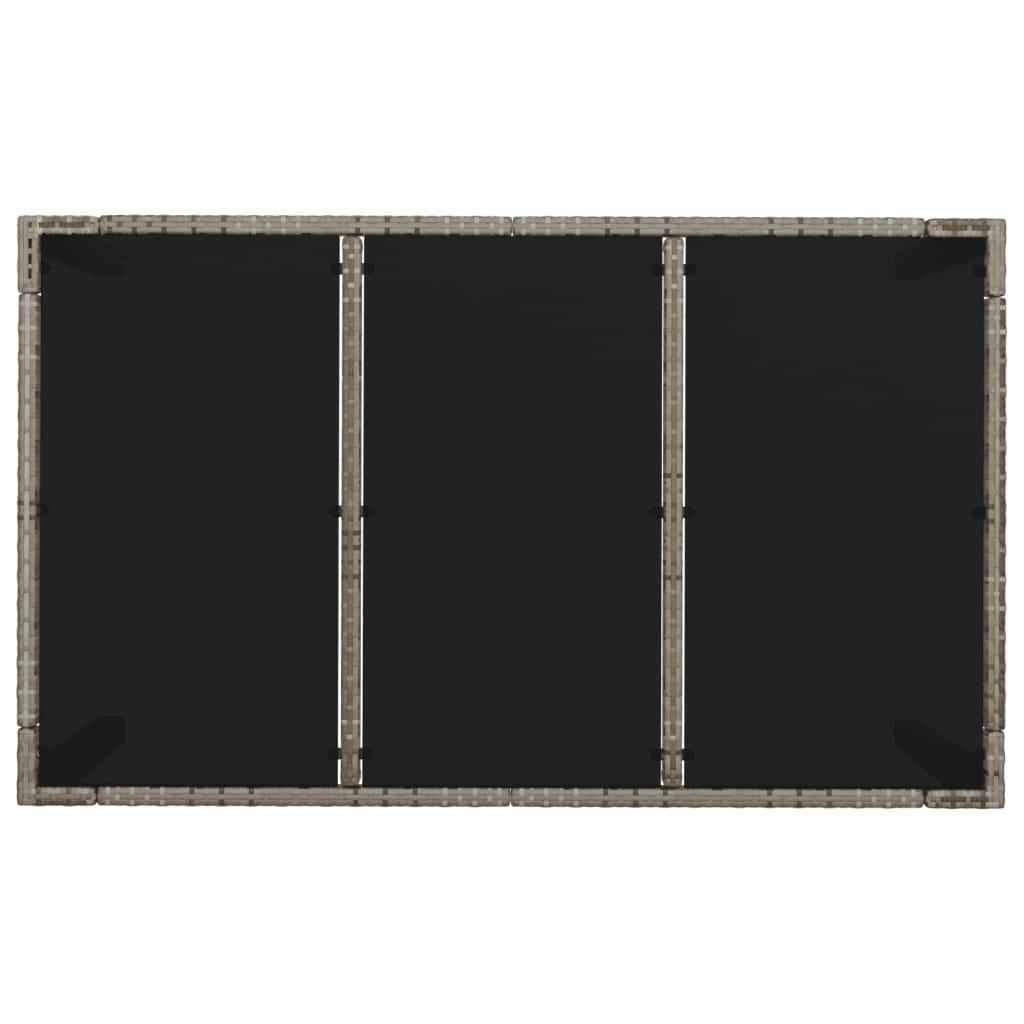 Patio Table with Glass Top Gray 59.1"x35.4"x29.5" Poly Rattan at Set Shop and Smile
