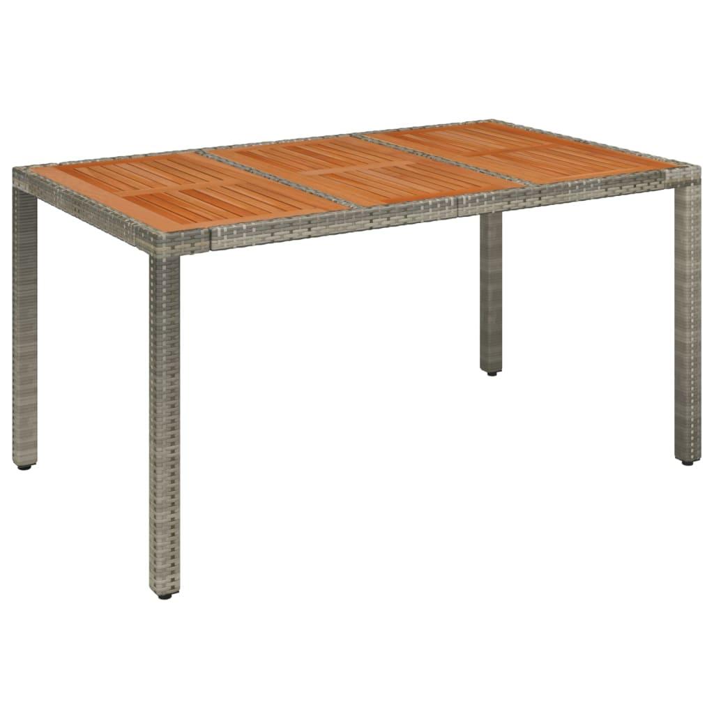 Patio Table with Wooden Top Gray 59.1"x35.4"x29.5" Poly Rattan at Set Shop and Smile