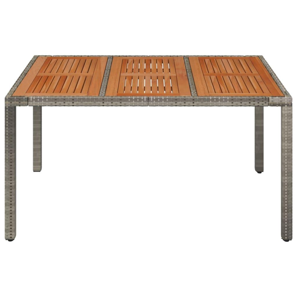 Patio Table with Wooden Top Gray 59.1"x35.4"x29.5" Poly Rattan at Set Shop and Smile