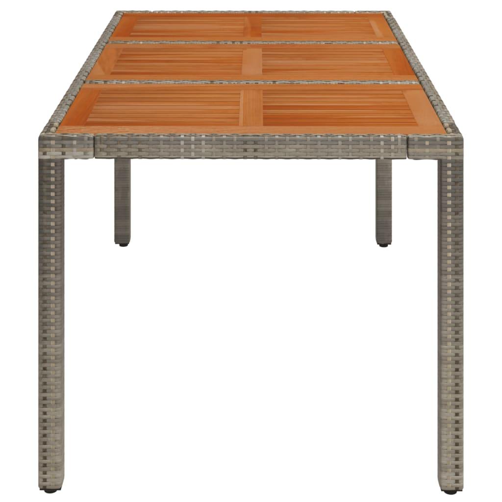 Patio Table with Wooden Top Gray 59.1"x35.4"x29.5" Poly Rattan at Set Shop and Smile