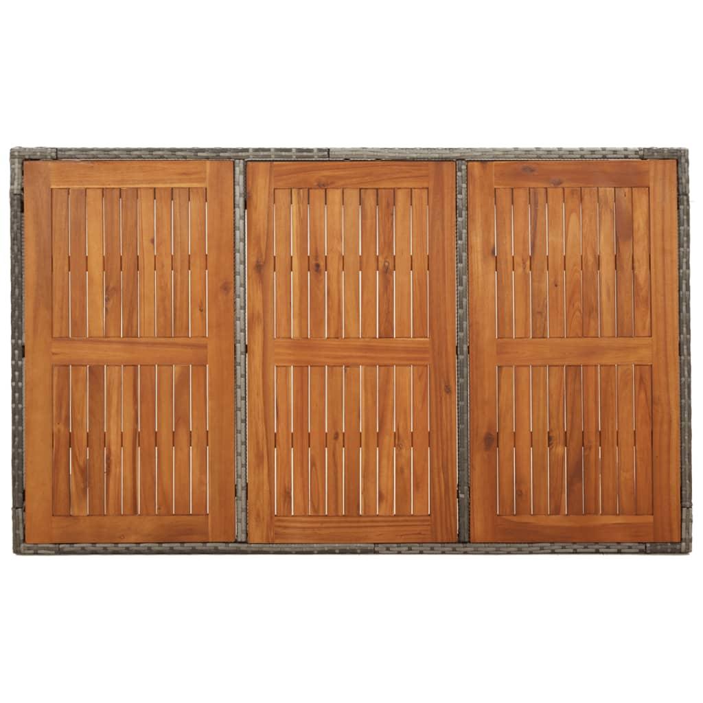 Patio Table with Wooden Top Gray 59.1"x35.4"x29.5" Poly Rattan at Set Shop and Smile