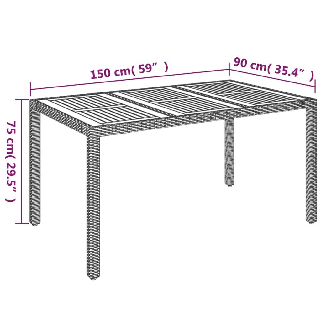 Patio Table with Wooden Top Gray 59.1"x35.4"x29.5" Poly Rattan at Set Shop and Smile
