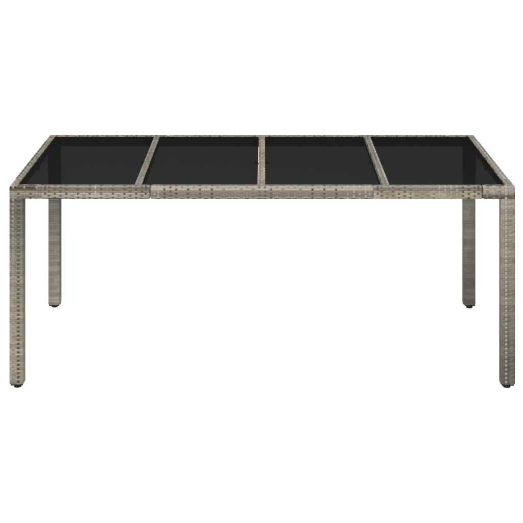 Patio Table with Glass Top Gray 74.8"x35.4"x29.5" Poly Rattan at Set Shop and Smile