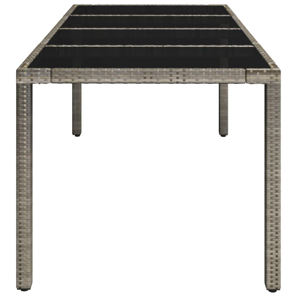 Patio Table with Glass Top Gray 74.8"x35.4"x29.5" Poly Rattan at Set Shop and Smile