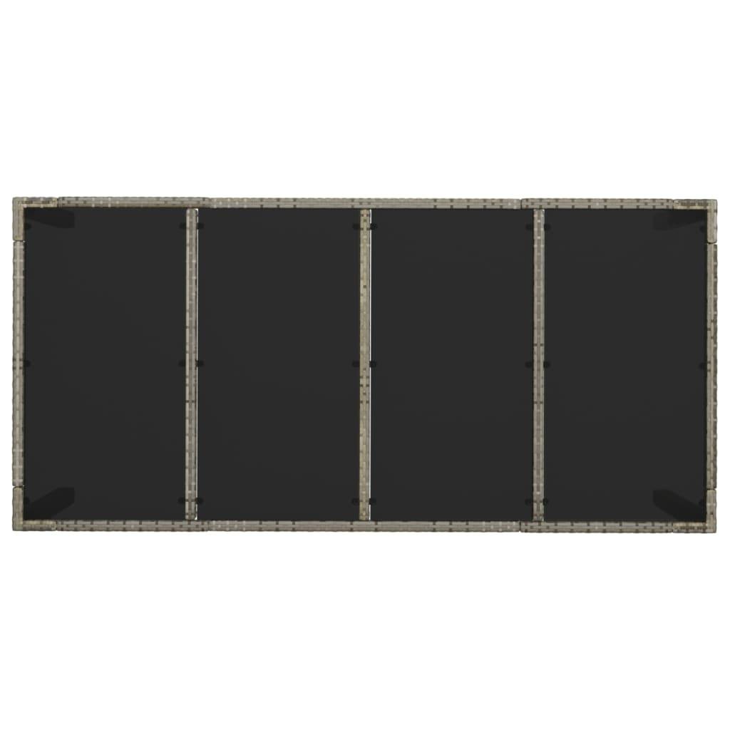 Patio Table with Glass Top Gray 74.8"x35.4"x29.5" Poly Rattan at Set Shop and Smile