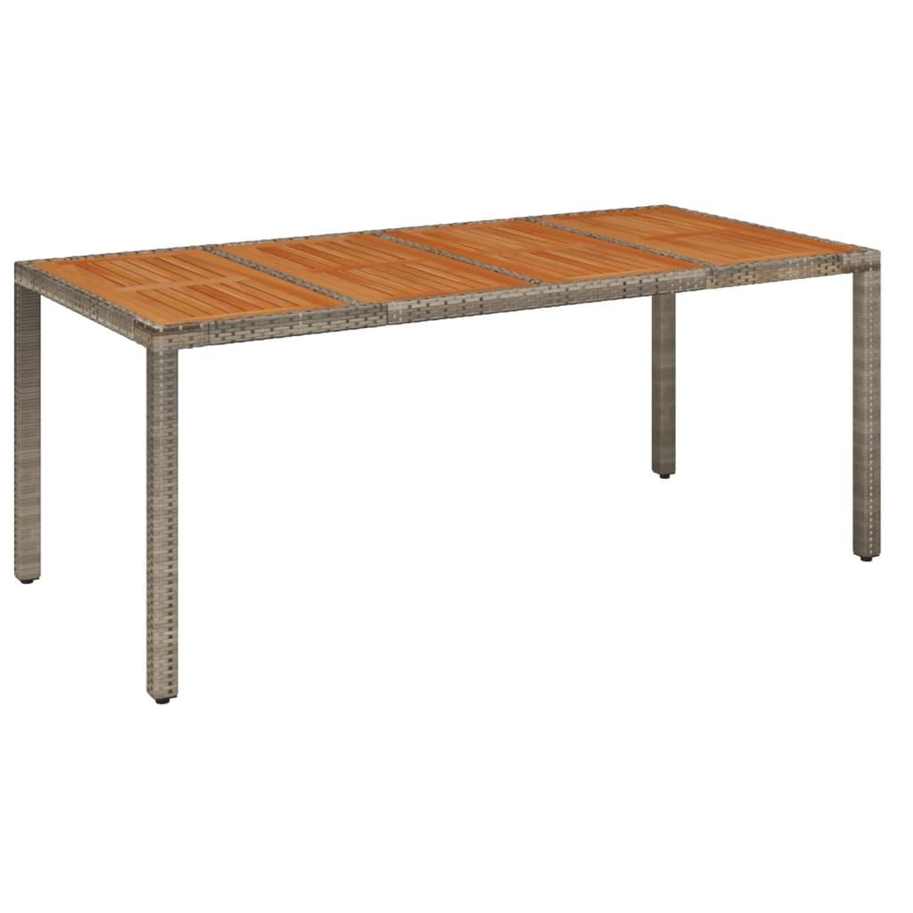 Patio Table with Wooden Top Gray 74.8"x35.4"x29.5" Poly Rattan at Set Shop and Smile