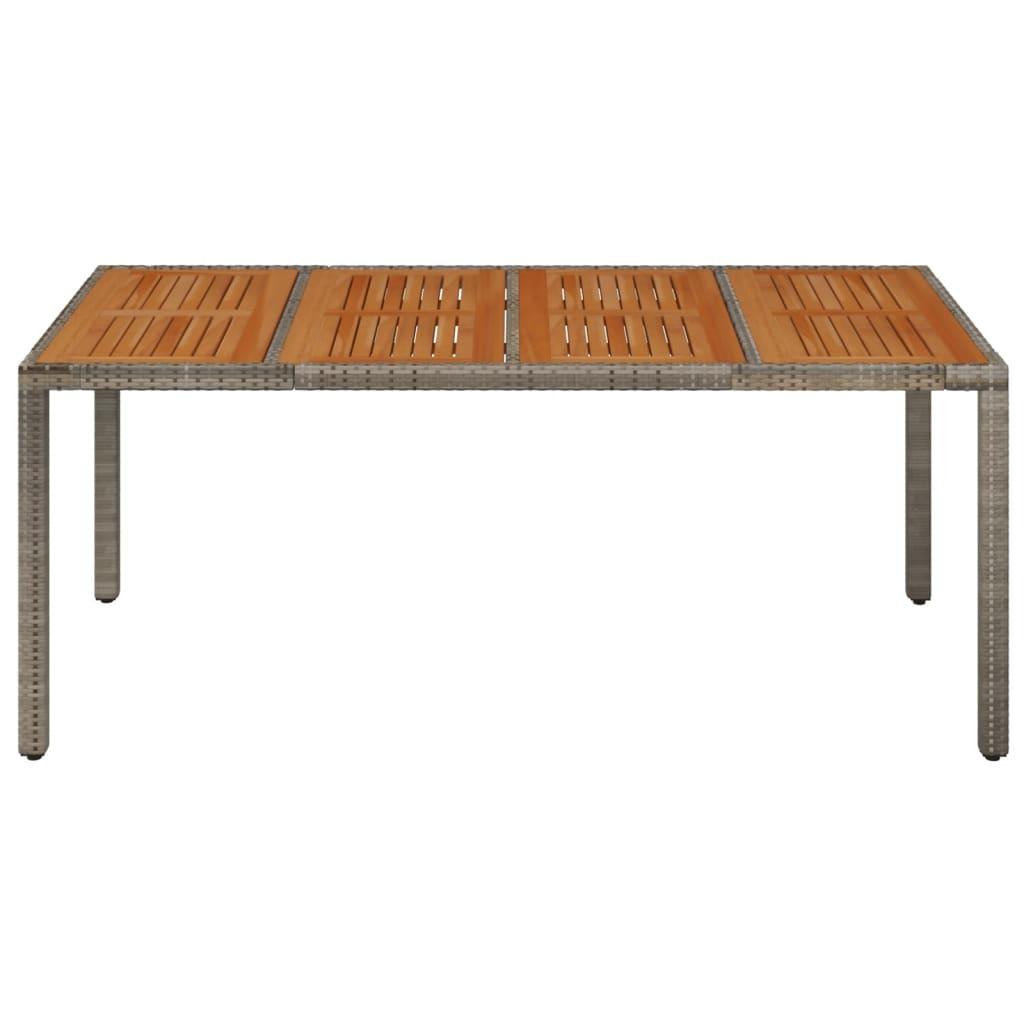 Patio Table with Wooden Top Gray 74.8"x35.4"x29.5" Poly Rattan at Set Shop and Smile