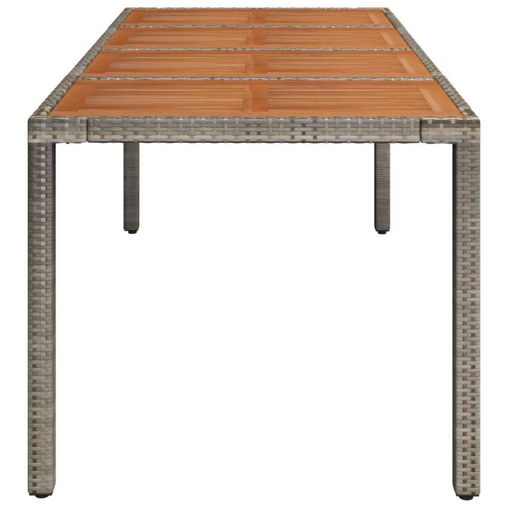 Patio Table with Wooden Top Gray 74.8"x35.4"x29.5" Poly Rattan at Set Shop and Smile
