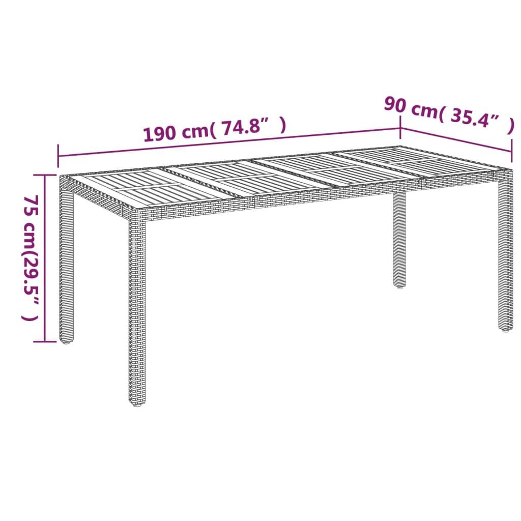 Patio Table with Wooden Top Gray 74.8"x35.4"x29.5" Poly Rattan at Set Shop and Smile