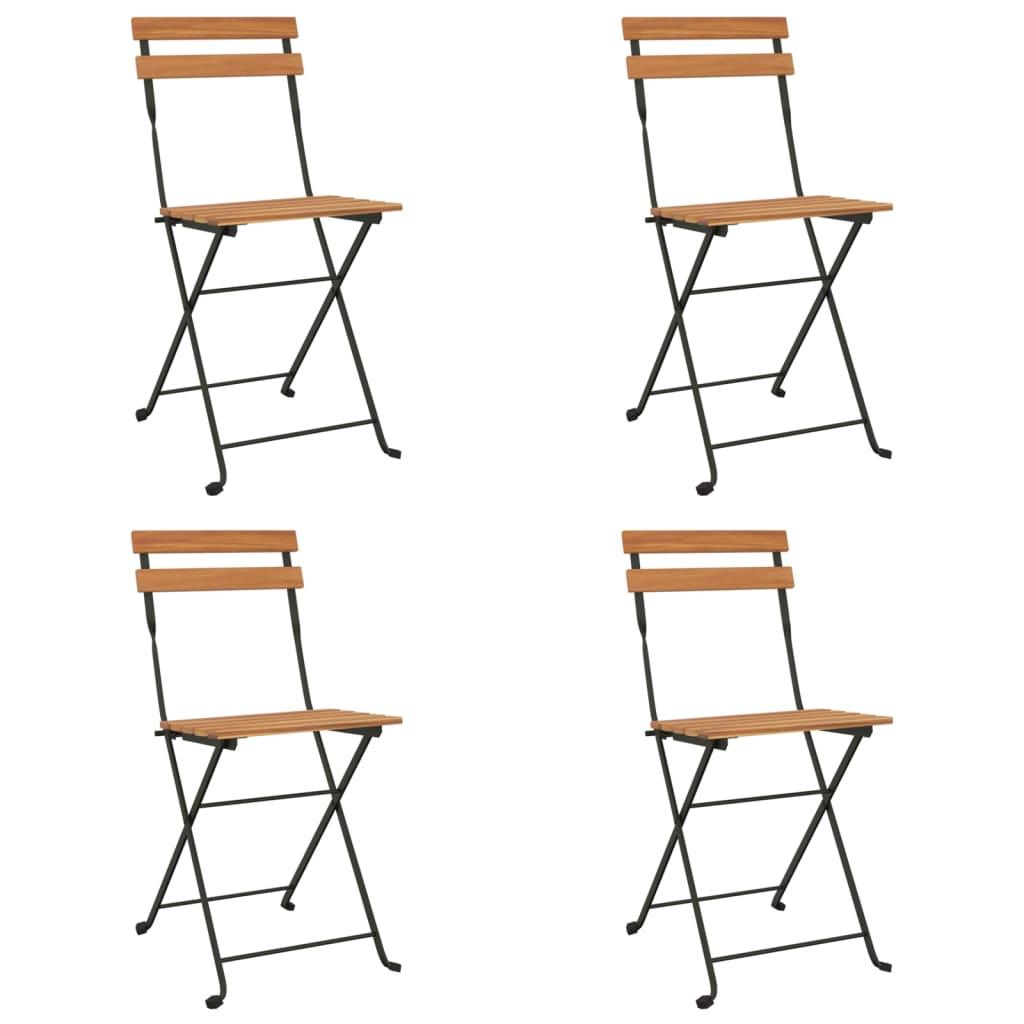 Folding Bistro Chairs 4 pcs Solid Wood Teak and Steel at Set Shop and Smile