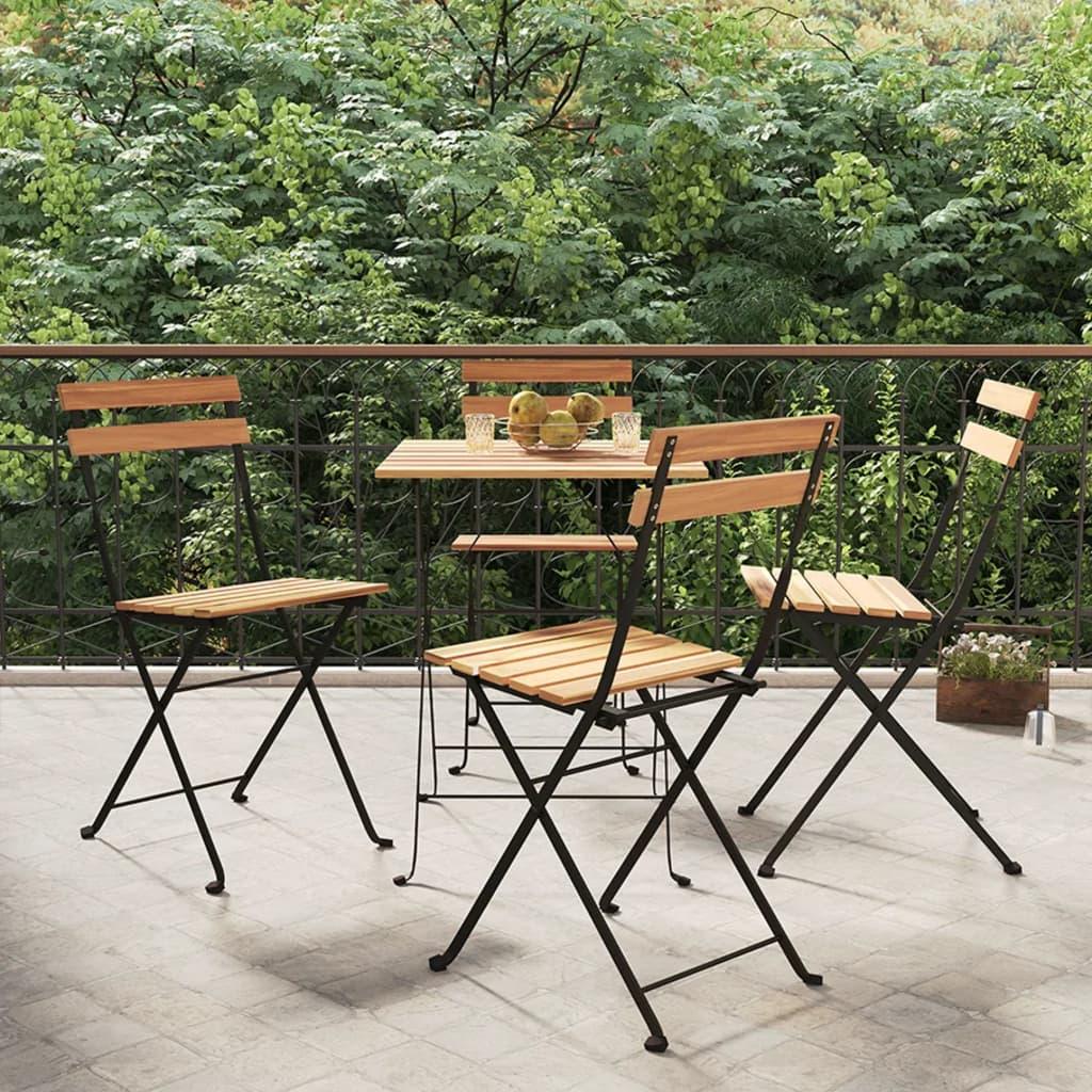 Folding Bistro Chairs 4 pcs Solid Wood Teak and Steel at Set Shop and Smile