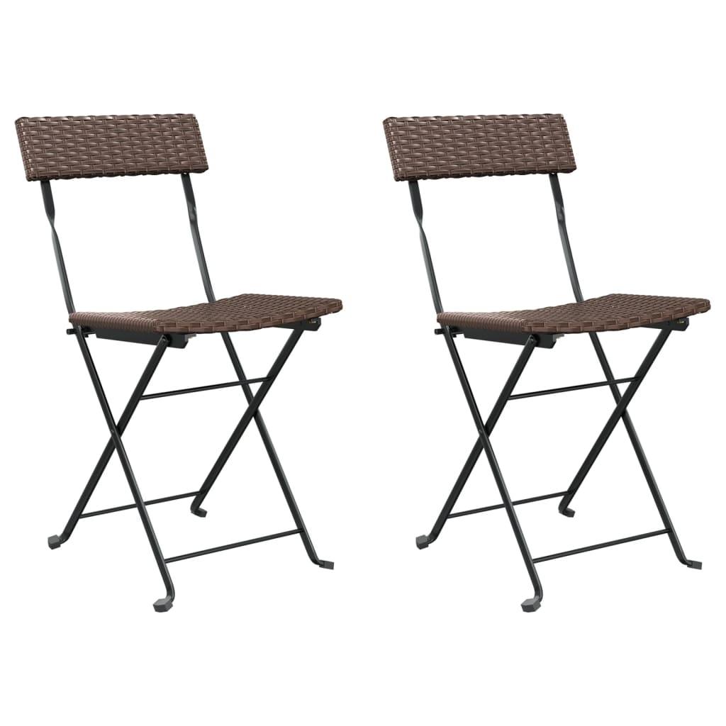 Folding Bistro Chairs 2 pcs Brown Poly Rattan and Steel at Set Shop and Smile