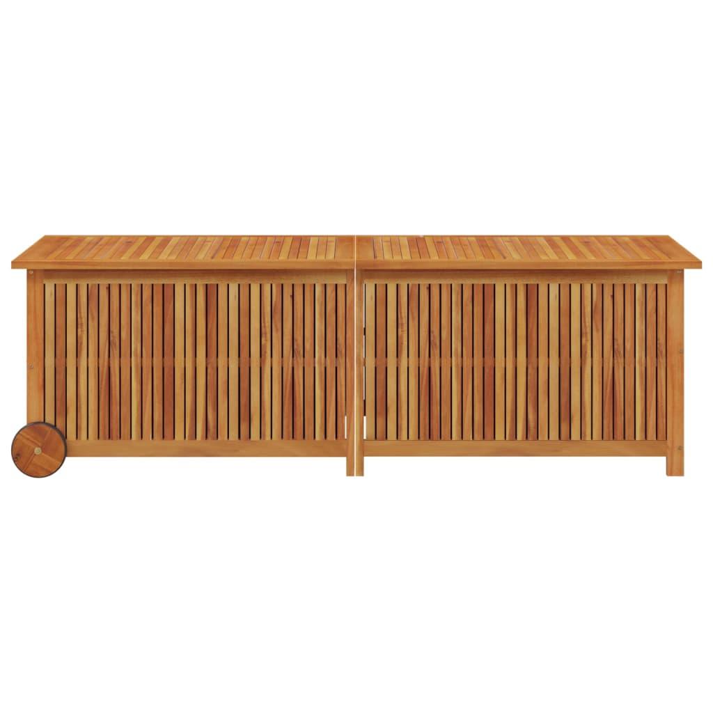 Patio Storage Box with Wheels 59.1"x19.7"x22.8" Solid Wood Acacia at Set Shop and Smile