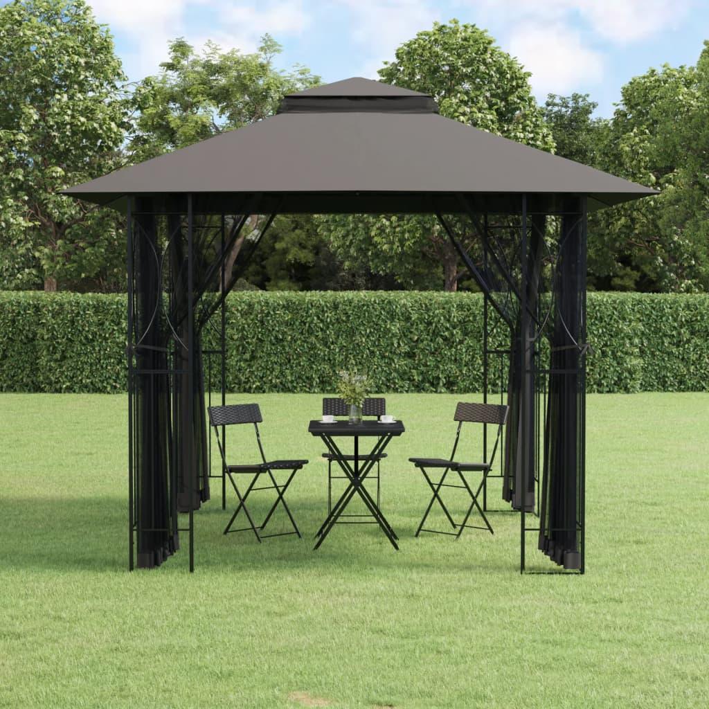Gazebo with Sidewalls Anthracite 118.1"x118.1"x106.3" Steel at Set Shop and Smile