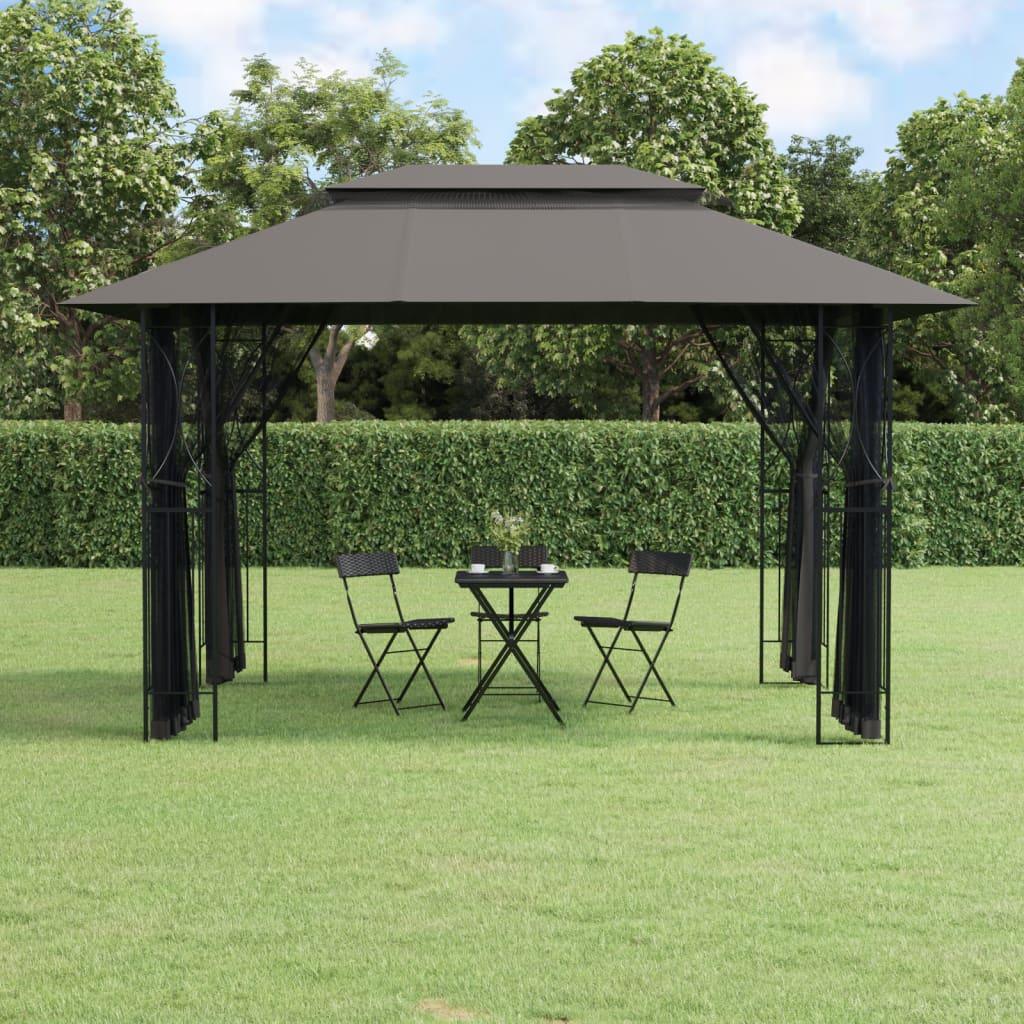 Gazebo with Sidewalls Anthracite 157.5"x118.1"x106.3" Steel at Set Shop and Smile