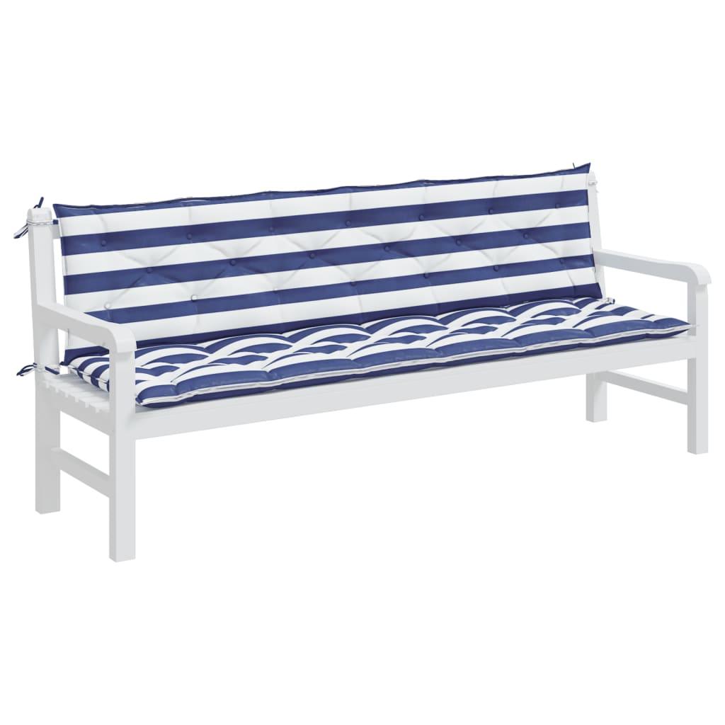 Garden Bench Cushions 2pcs Blue&White Stripe 78.7"x19.7"x2.8" Fabric at Set Shop and Smile