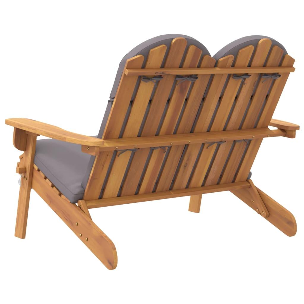 Adirondack Patio Bench with Cushions 49.6" Solid Wood Acacia at Set Shop and Smile