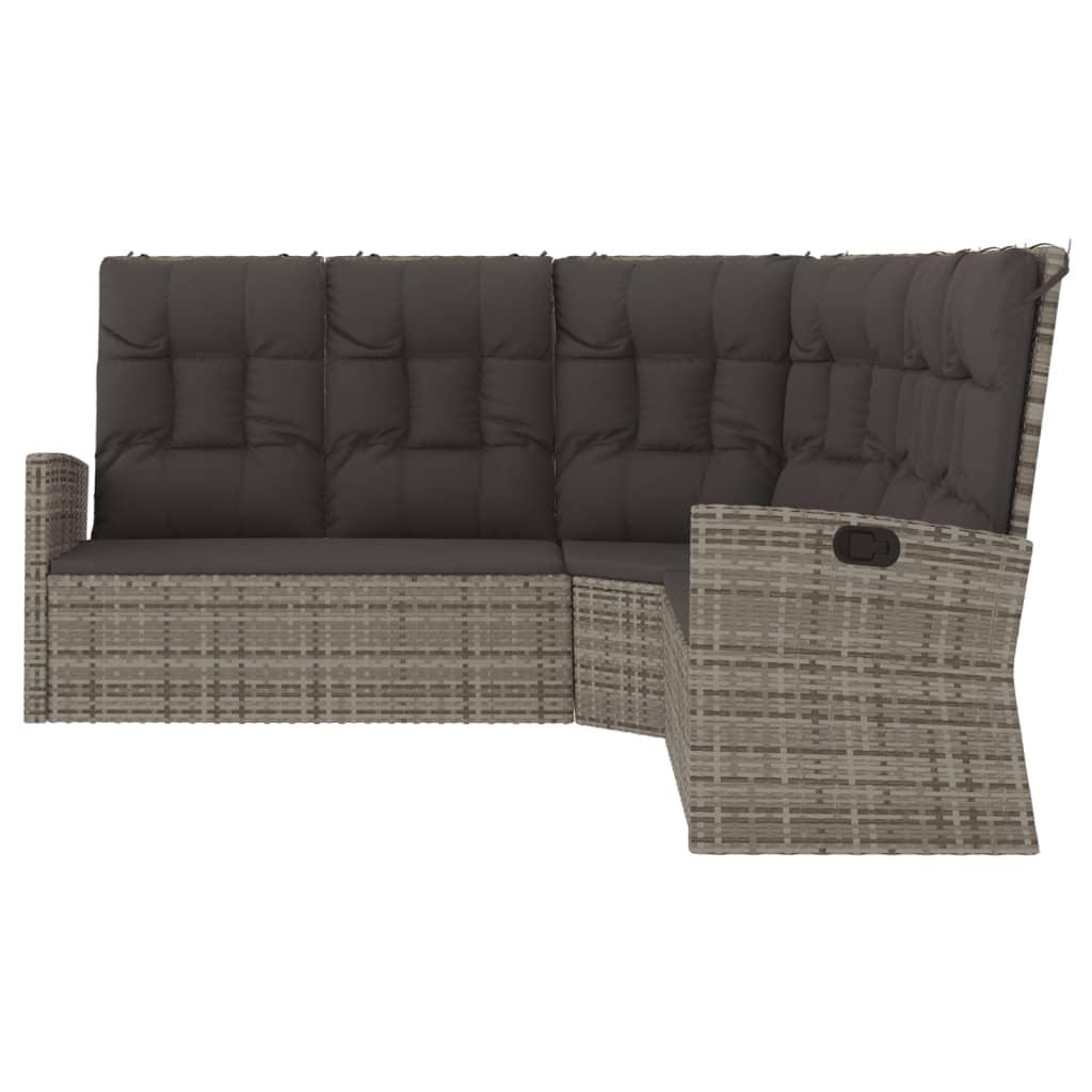Reclining Corner Sofa with Cushions Gray Poly Rattan at Set Shop and Smile