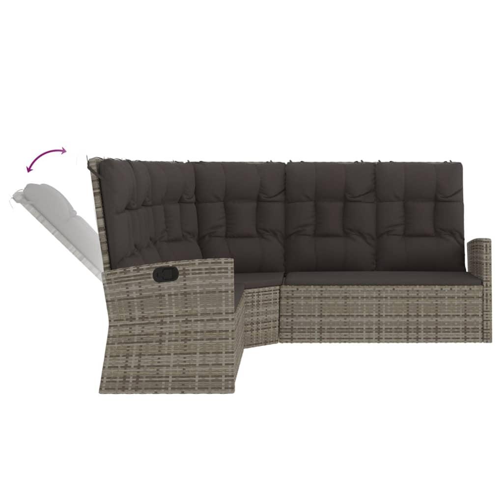 Reclining Corner Sofa with Cushions Gray Poly Rattan at Set Shop and Smile